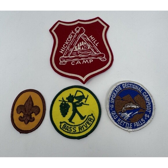 Vintage Boy Scout Patches Set of (4) 70s-80s Scout Rank Patch, Hickory Hill Camp - Picture 1 of 11